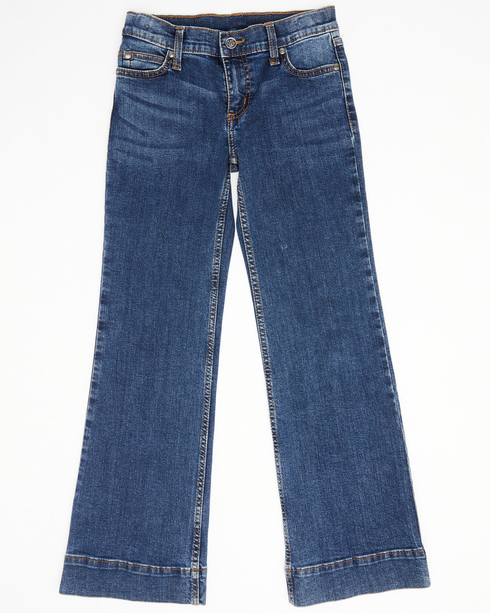 Image #1 - Wrangler Girls' Dark Wash Darci Trousers, Blue, hi-res