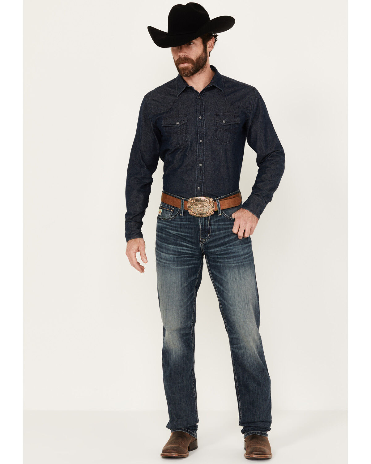Image #1 - Cinch Men's Jesse Dark Stonewash Tint Slim Straight Performance Stretch Denim Jeans, Dark Wash, hi-res