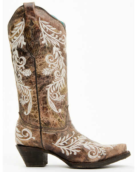 Image #3 - Corral Women's Blacklight Embroidered Western Boots  - Snip Toe, Brown, hi-res