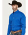 Image #2 - George Strait by Wrangler Men's Solid Long Sleeve Button-Down Stretch Western Shirt, Royal Blue, hi-res