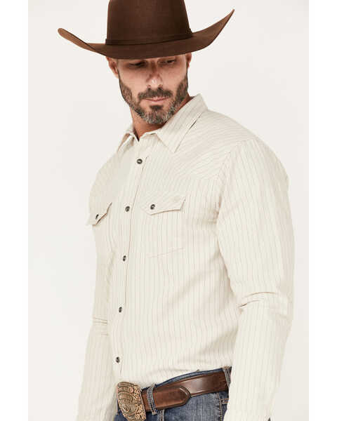 Image #3 - Blue Ranchwear Men's Ticking Stripe Snap Western Workshirt , Tan, hi-res