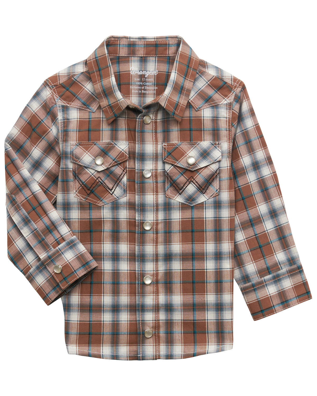 Image #1 - Wrangler Infant Boys' Plaid Print Long Sleeve Snap Western Shirt, , hi-res