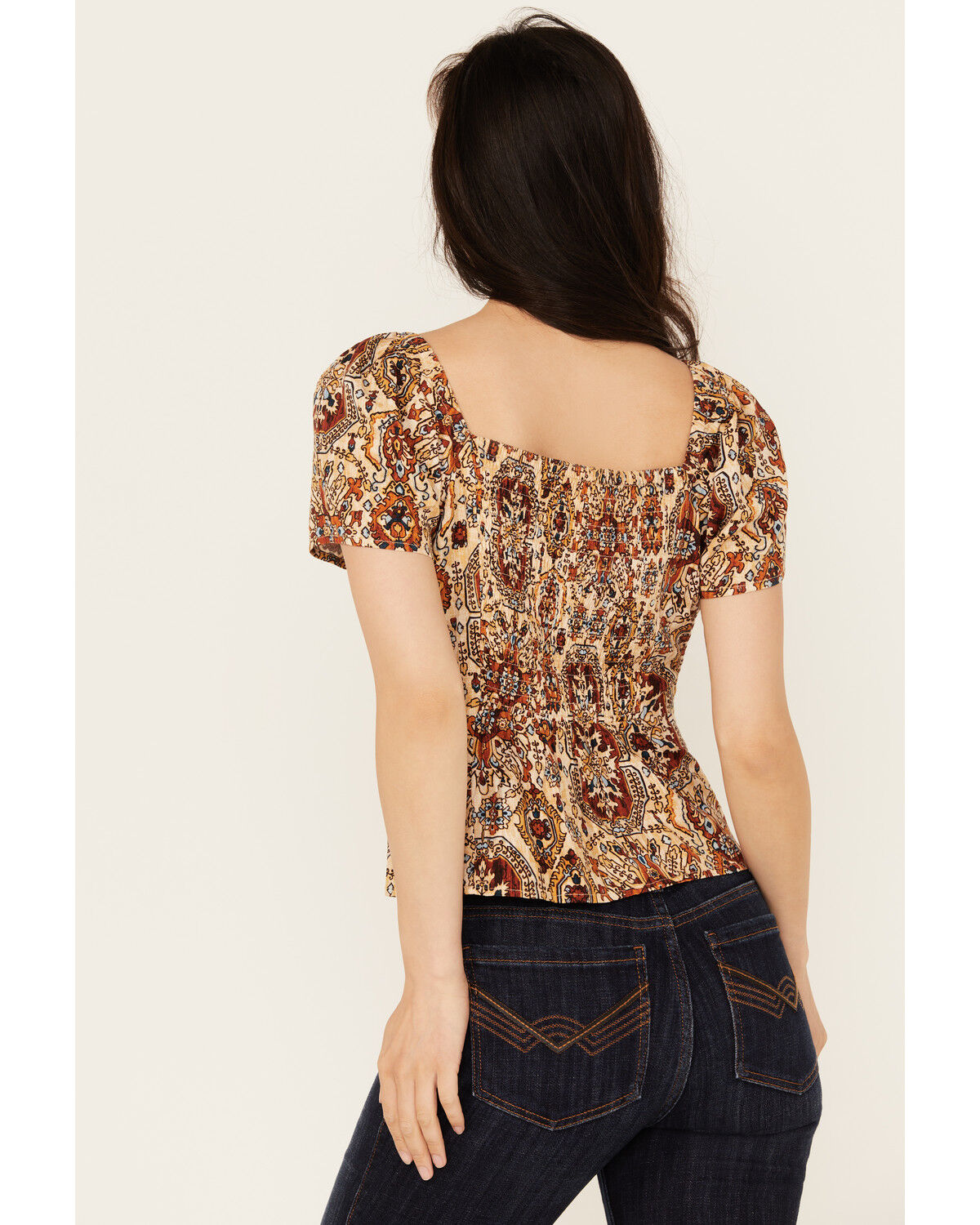 Image #4 - Idyllwind Women's Slaydon Tapestry Print Short Sleeve Shirt, Lt Brown, hi-res