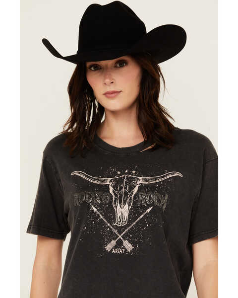 Image #2 - Ariat Women's Rock N' Rodeo Embellished Short Sleeve Graphic Tee, Charcoal, hi-res