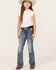 Image #1 - Miss Me Girls' Medium Wash Steer Head Pocket Bootcut Stretch Denim Jeans, Blue, hi-res