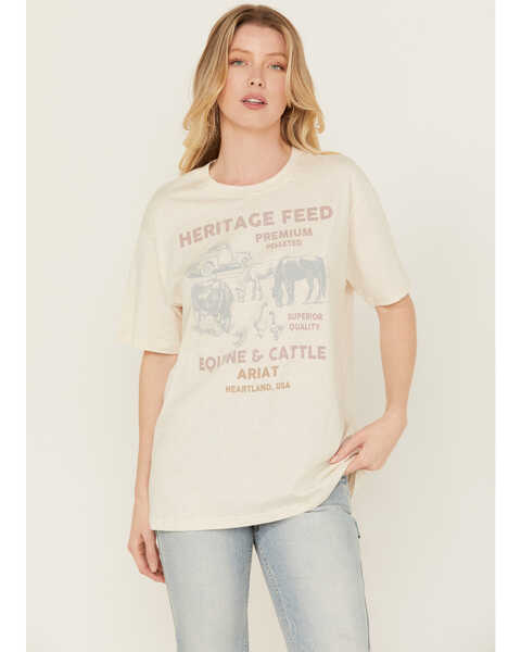 Ariat Women's Feed Short Sleeve Graphic Tee, Oatmeal, hi-res