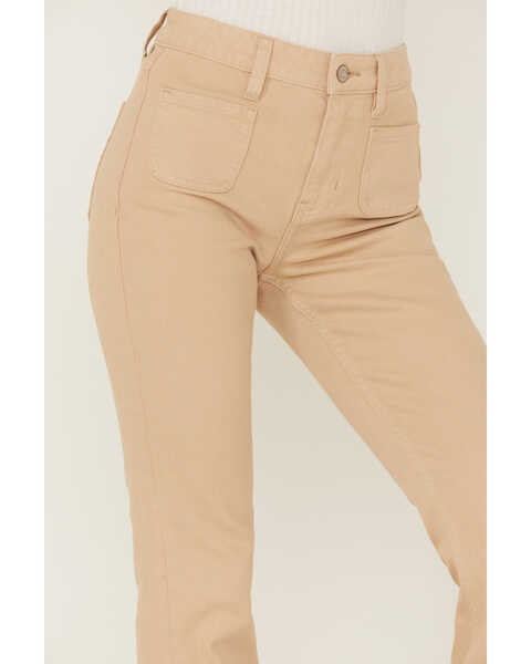Image #2 - Idyllwind Women's High Risin' Irish Cream Wash Stretch Front Patch Pocket Flare Jeans, Sand, hi-res