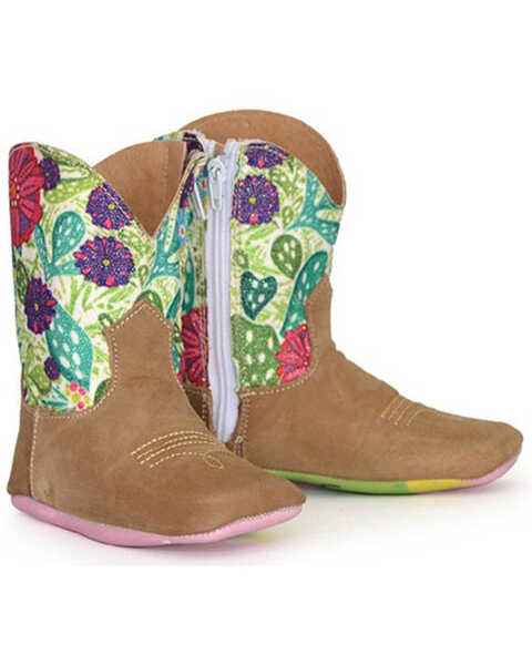 Image #1 - Tin Haul Infant Girls' Sparkles Western Boots - Broad Square Toe, Brown, hi-res