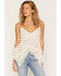 Image #1 - Wild Moss Women's Polka Dot Lace Hanky Hem Sleeveless Top, Ivory, hi-res