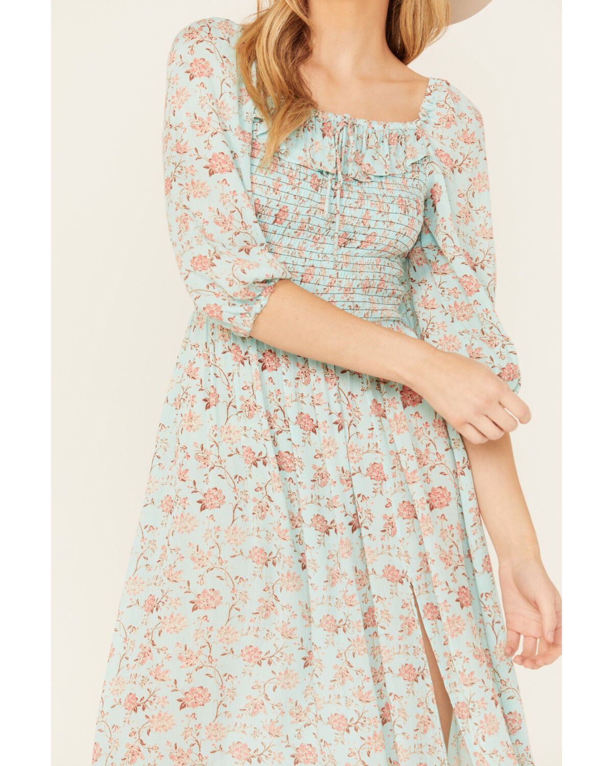 Image #3 - Rock & Roll Denim Women's Floral Boho Midi Dress, Turquoise, hi-res
