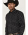 Image #2 - RANK 45® Tiki Room Striped Print Long Sleeve Button-Down Stretch Western Shirt, Black, hi-res