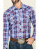 Rock & Roll Denim Men's Ombre Crinkle Plaid Long Sleeve Western Shirt , Blue, hi-res