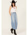 Image #1 - Vervet Women's Light Wash Front Slit Denim Midi Skirt, Light Wash, hi-res
