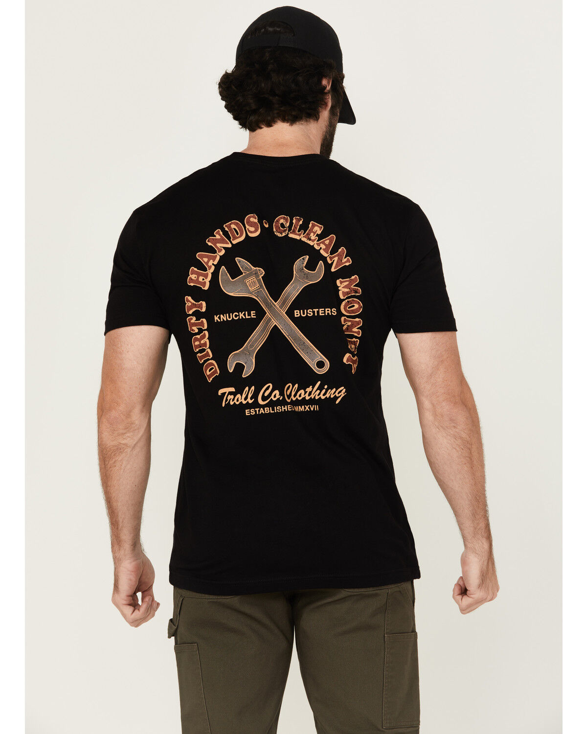Image #4 - Troll Co Men's Retro Knuckle Buster Short Sleeve Graphic T-Shirt, Black, hi-res