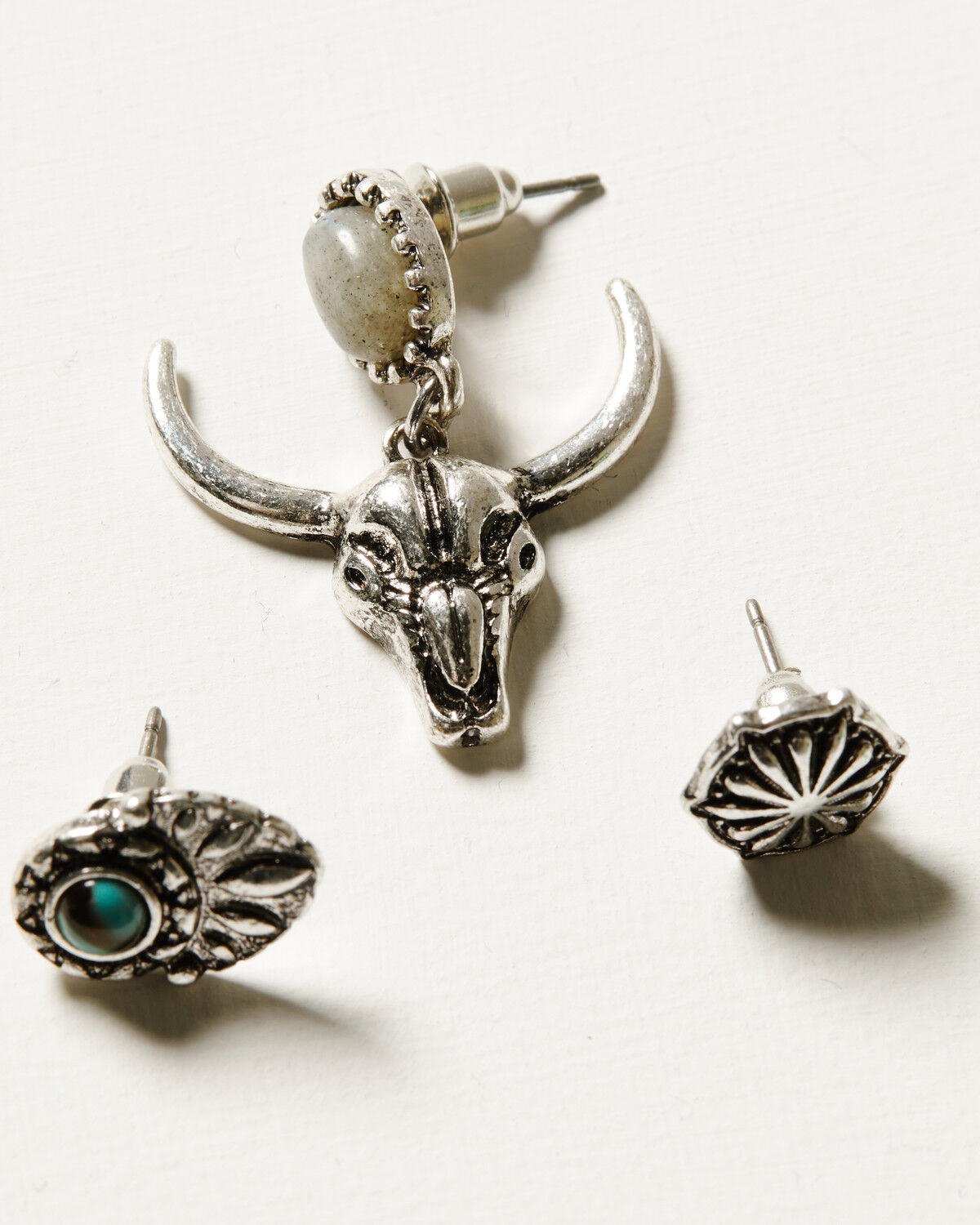 Image #3 - Shyanne Women's Soleil Steer Head Earring Set - 6 Piece, Silver, hi-res