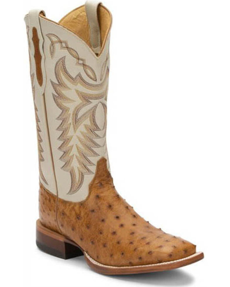 Justin Men's Pascoe FullQuill Ostrich Western Boots Wide Square Toe