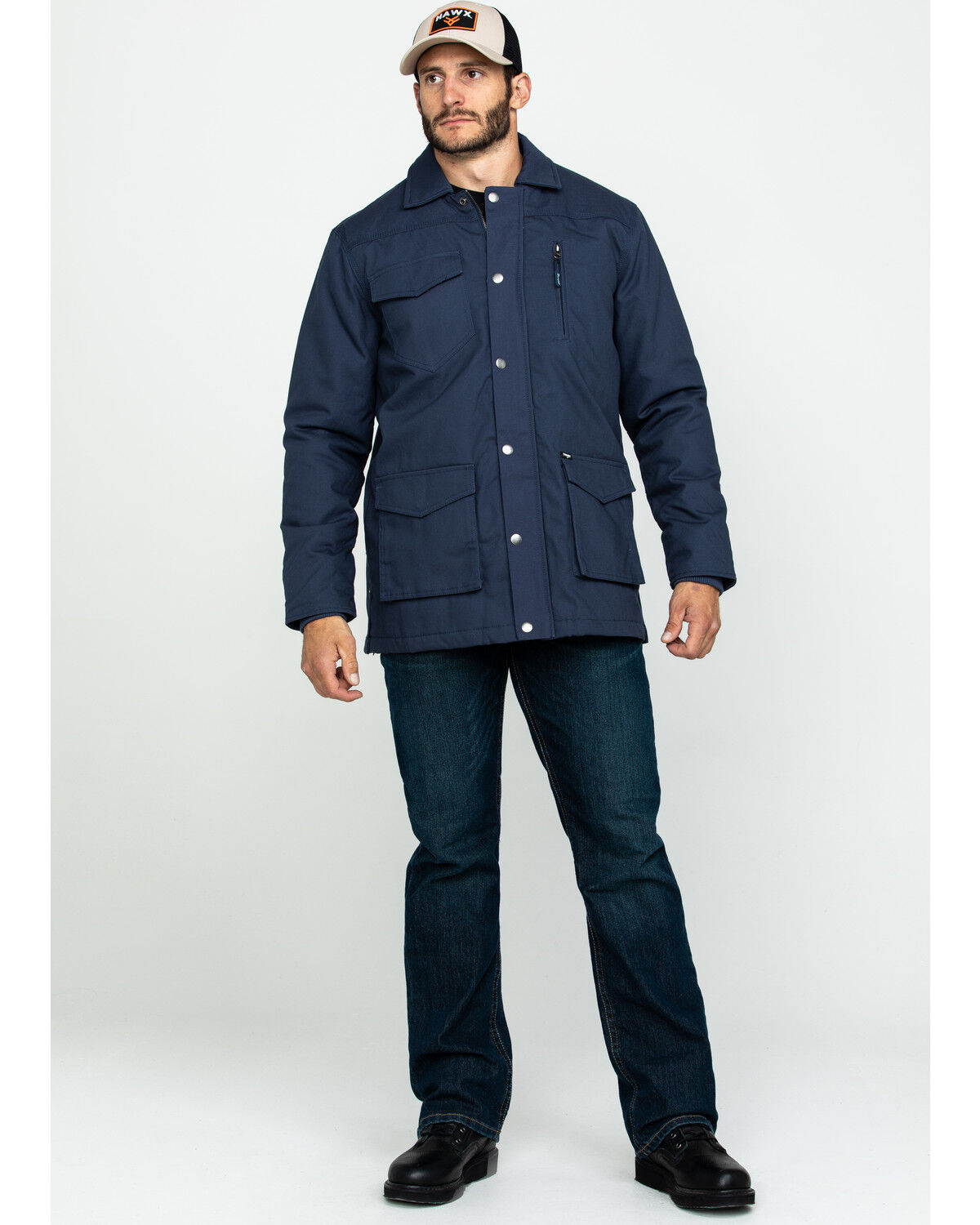 Image #6 - Wrangler Men's Ripstop Quilted Barn Coat, Navy, hi-res