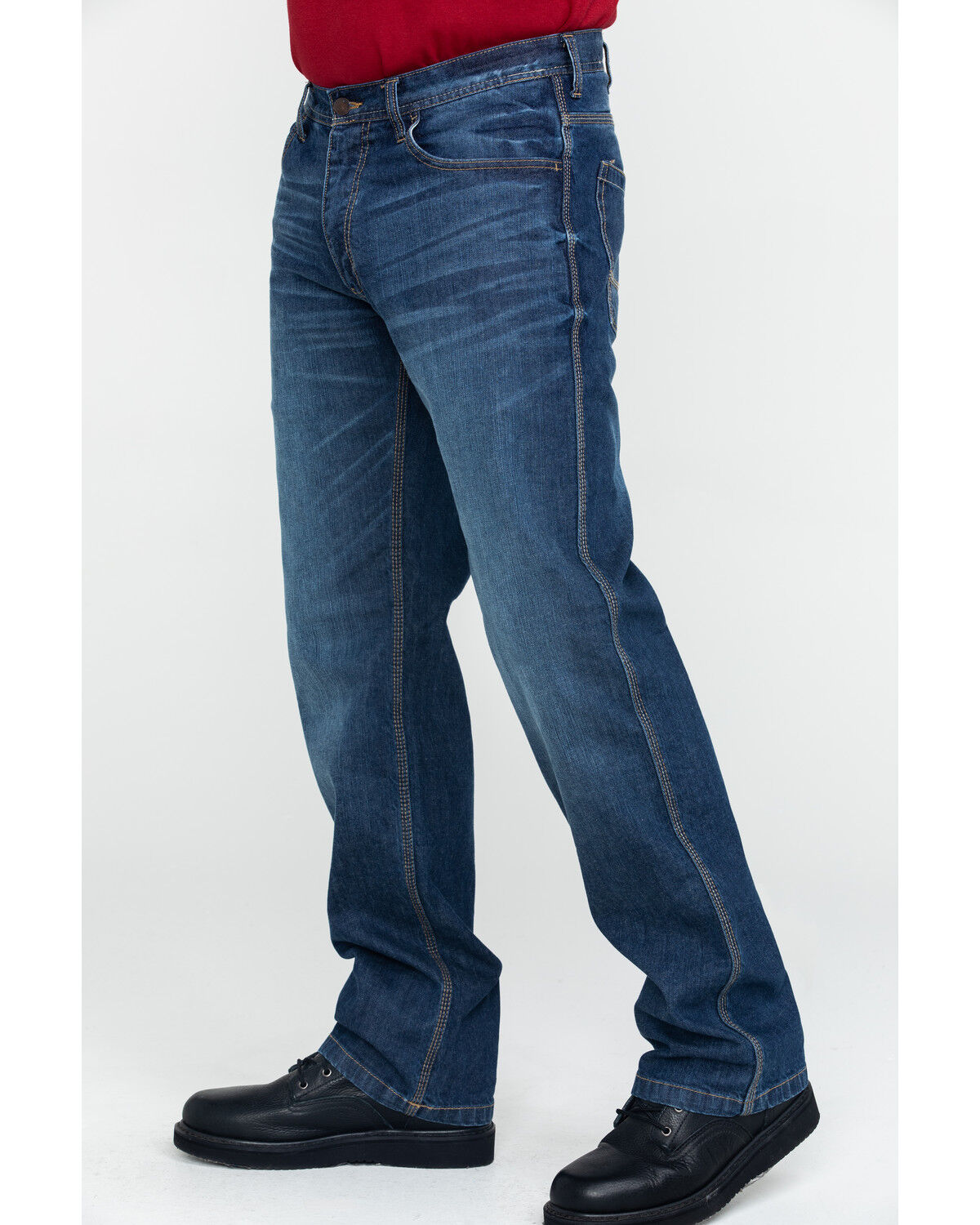 Image #3 - Wolverine Men's FR Dark Stretch Work Jeans, Dark Blue, hi-res
