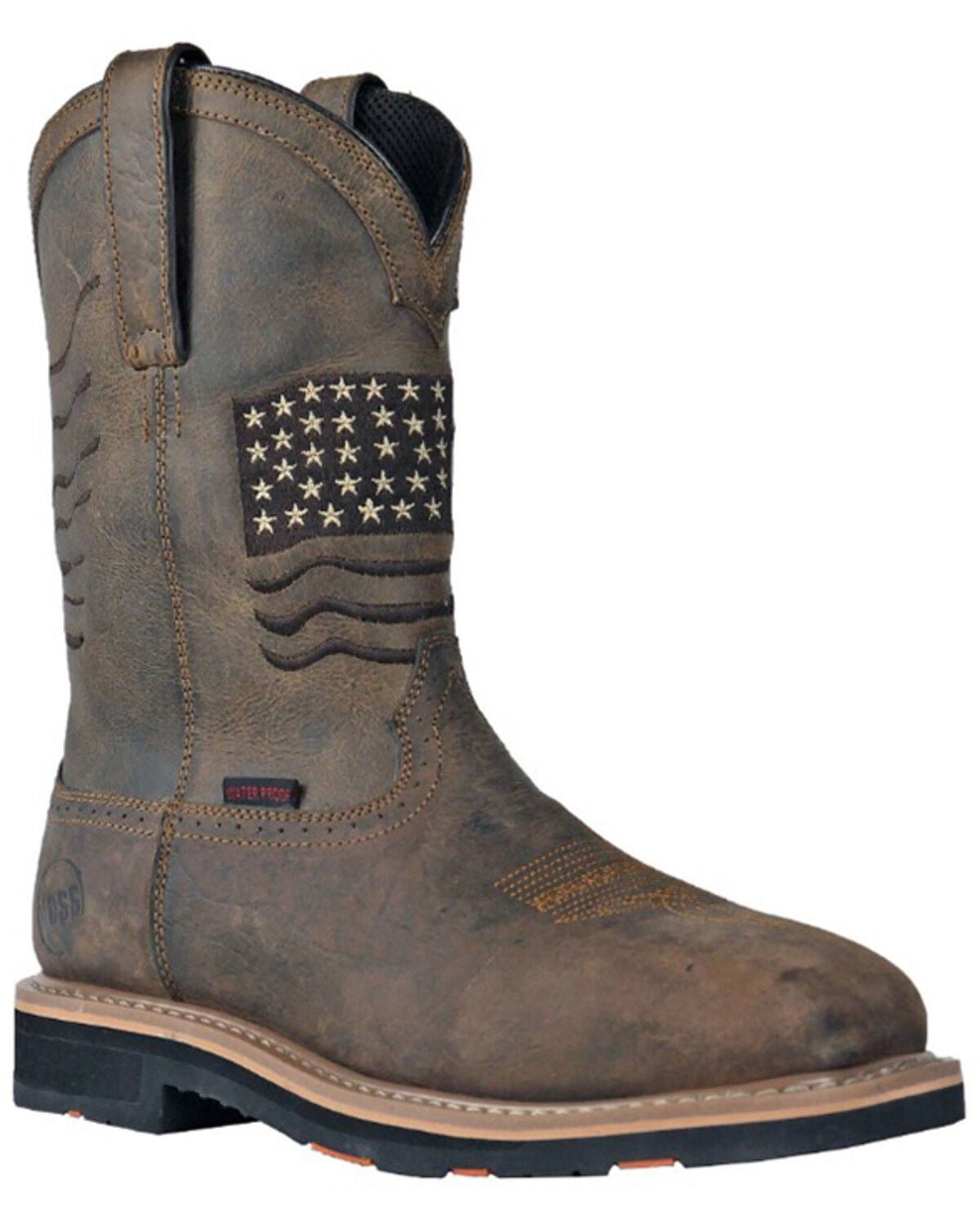 Hoss Men's Rushmore Wellington Western Work Boots - Composite Toe, Brown, hi-res