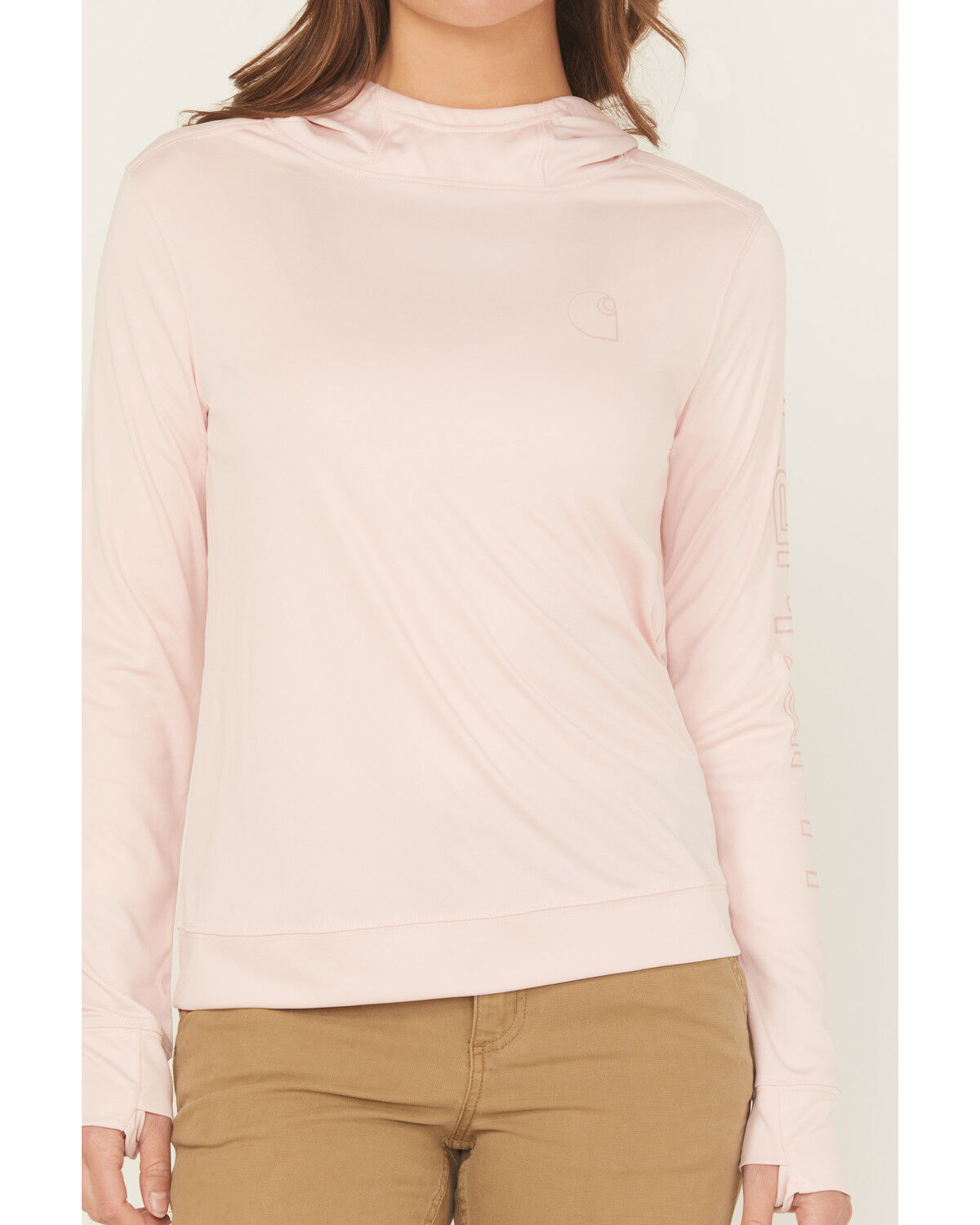 Image #3 - Carhartt Women's Force Sun Defender™ Relaxed Fit Lightweight Long Sleeve Hooded Graphic Work Shirt, Rose, hi-res