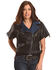  Tractr Women's Short Sleeve Leather Jacket , Black, hi-res
