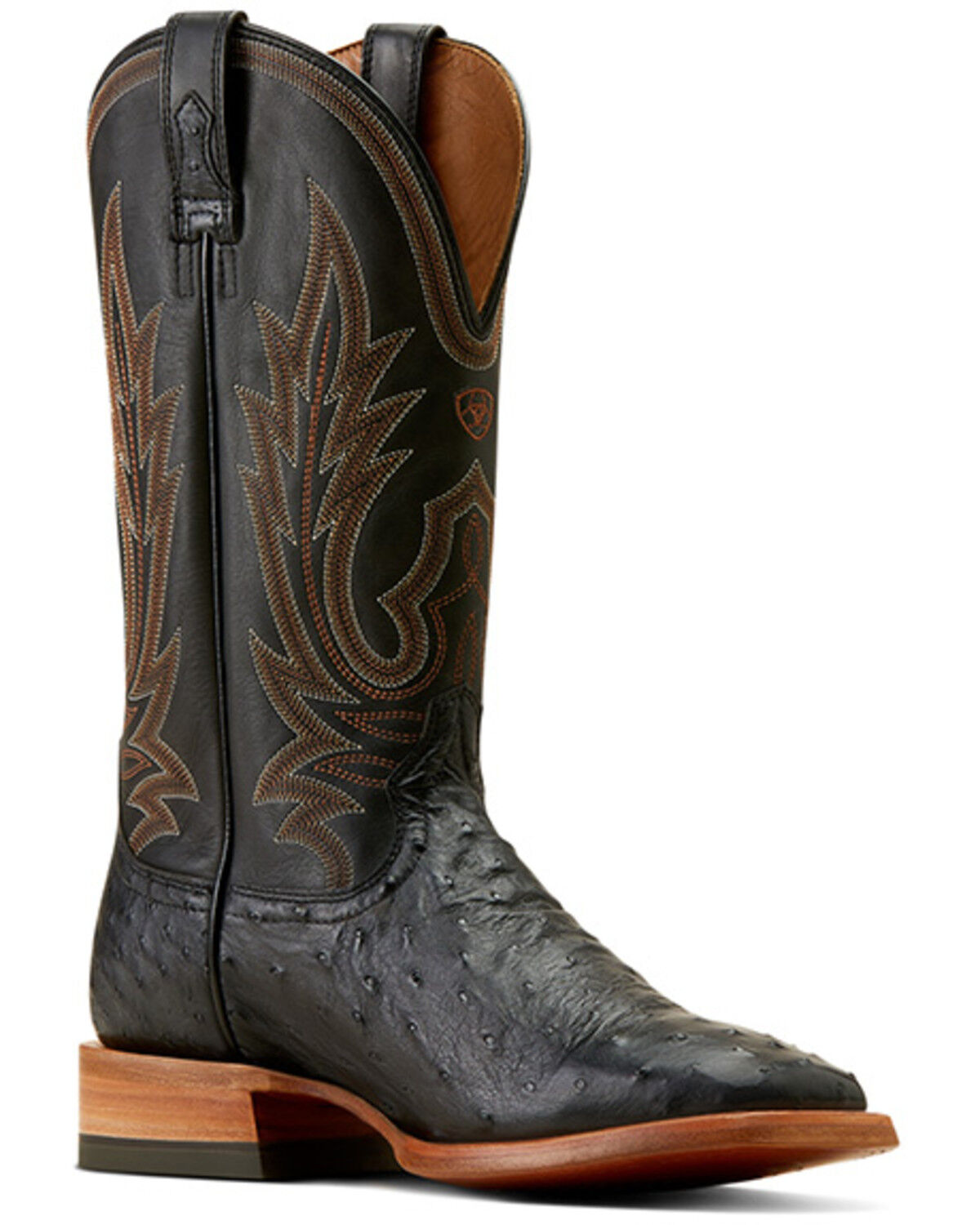 Image #1 - Ariat Men's Showboat Exotic Ostrich Western Boots - Square Toe, Black, hi-res