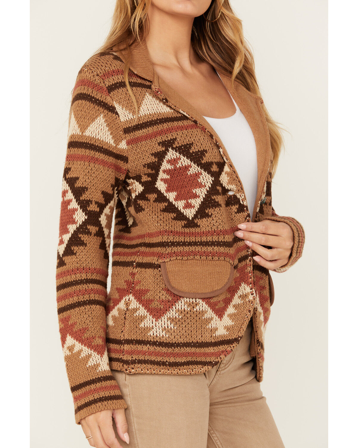Image #3 - Tasha Polizzi Women's Southwestern Print Felina Blazer, Camel, hi-res