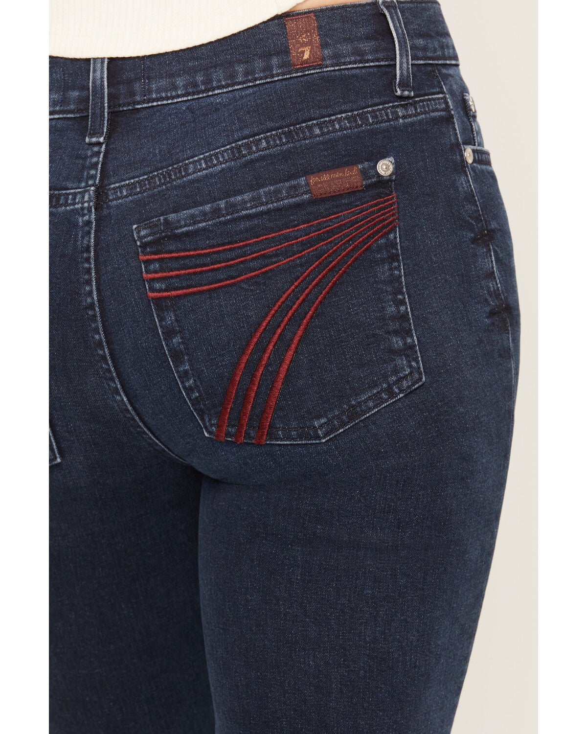 Image #4 - 7 For All Mankind Women's Shadowleaf Dark Wash High Rise 36" Dojo Trouser Stretch Denim Jeans, Dark Wash, hi-res