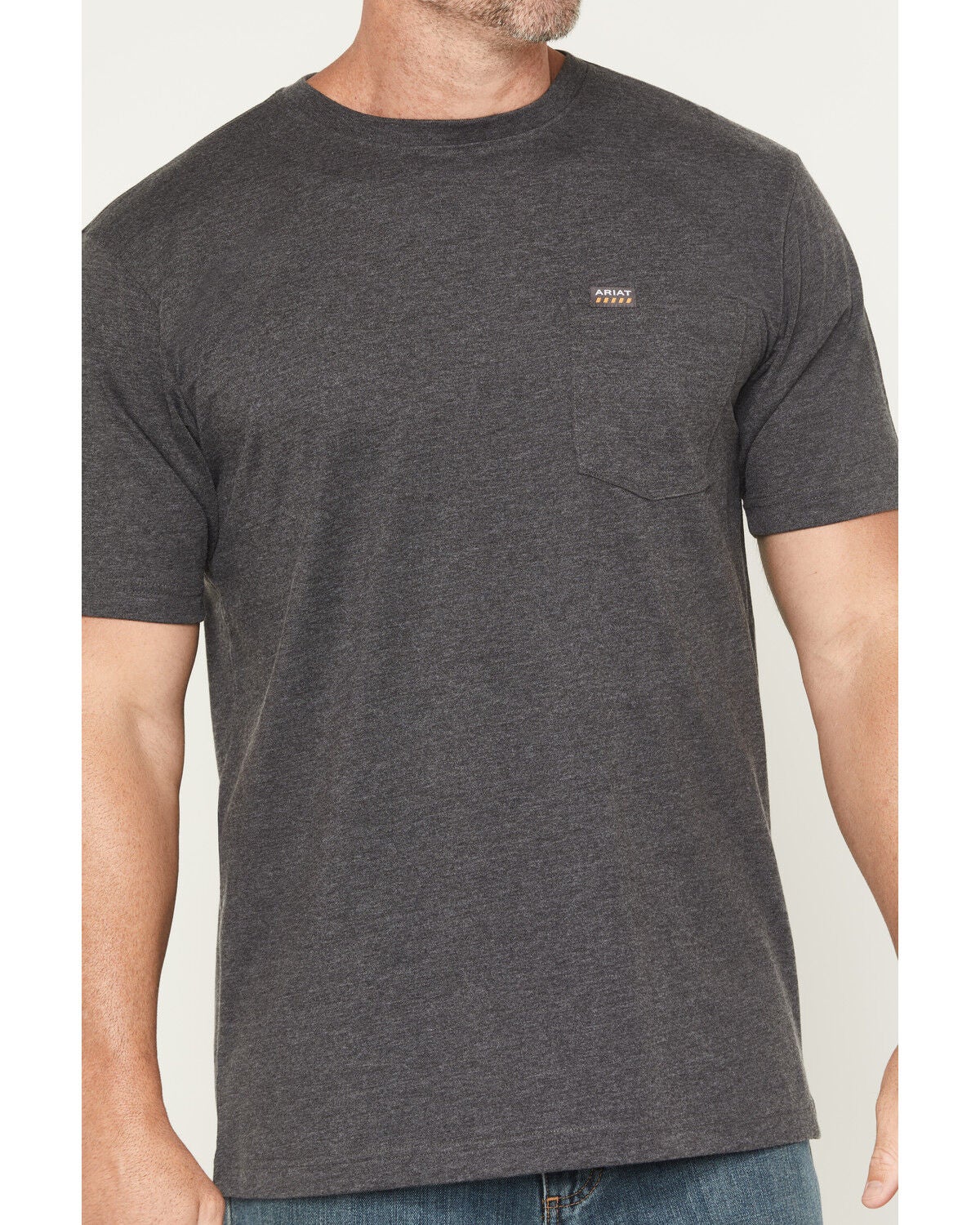 Image #3 - Ariat Men's Rebar Cotton Strong Bolt Short Sleeve Graphic Work Shirt, Charcoal, hi-res