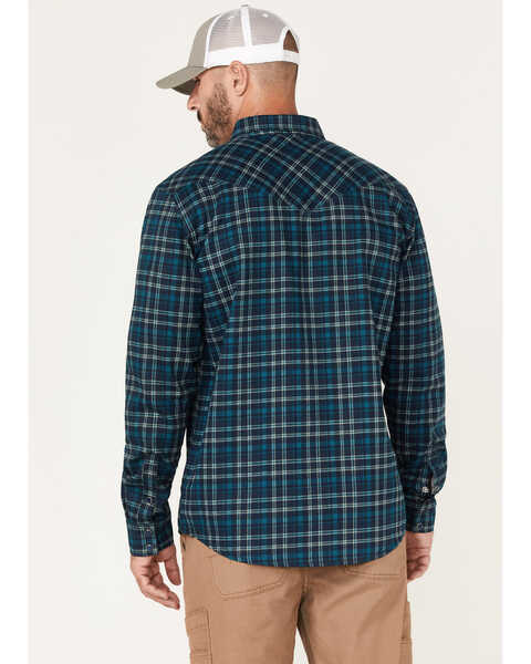 Image #4 - Cody James Men's FR Plaid Print Long Sleeve Snap Work Shirt , Navy, hi-res