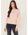 Image #1 - Ariat Women's Boot Barn Exclusive Embroidered Logo Crewneck, Peach, hi-res