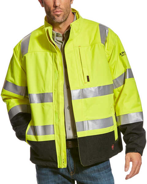 Ariat Men's FR HI-VIS Waterproof Jacket , Yellow, hi-res