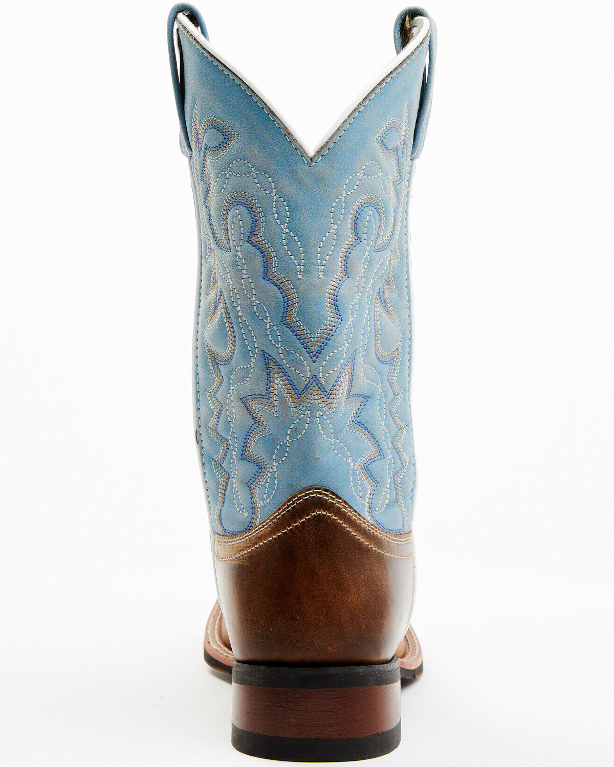 Image #5 - Laredo Women's Darla Embroidered Burnished Leather Western Performance Boots - Broad Square Toe, Light Blue, hi-res