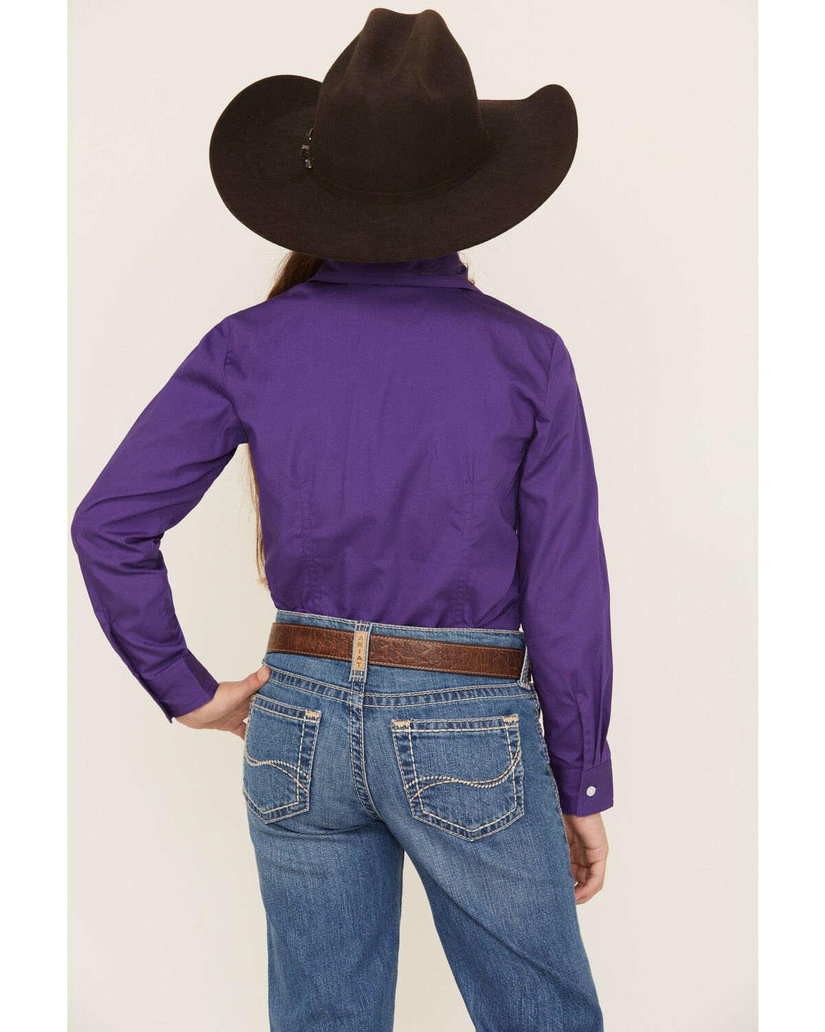 Image #4 - Cruel Girl Girls' Solid Long Sleeve Button-Down Western Shirt, Purple, hi-res