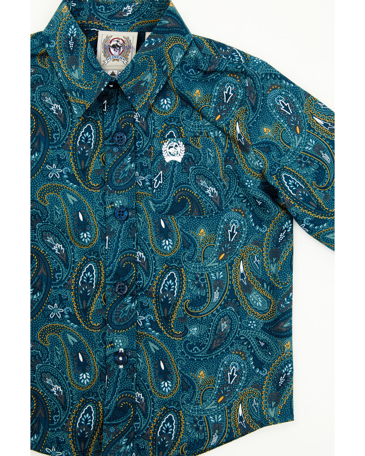 Image #2 - Cinch Infant Boys' Paisley Print Long Sleeve Button-Down Western Shirt, Blue, hi-res