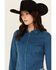 Image #2 - Shyanne Women's Wale Corduroy Long Sleeve Snap Western Shirt, Royal Blue, hi-res