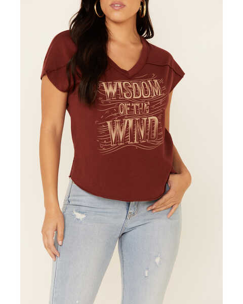 Shyanne Women's Wisdom Of The Wind Graphic Short Sleeve Tee , Chocolate, hi-res