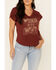Shyanne Women's Wisdom Of The Wind Graphic Short Sleeve Tee , Chocolate, hi-res
