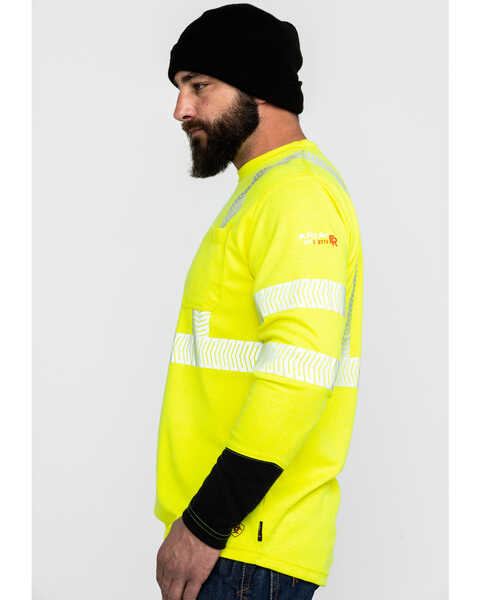 Image #3 - Ariat Men's FR Crew Hi-Vis Long Sleeve Work Shirt , Yellow, hi-res