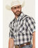 Image #2 - Ely Walker Men's Plaid Print Short Sleeve Snap Western Shirt - Tall, Navy, hi-res