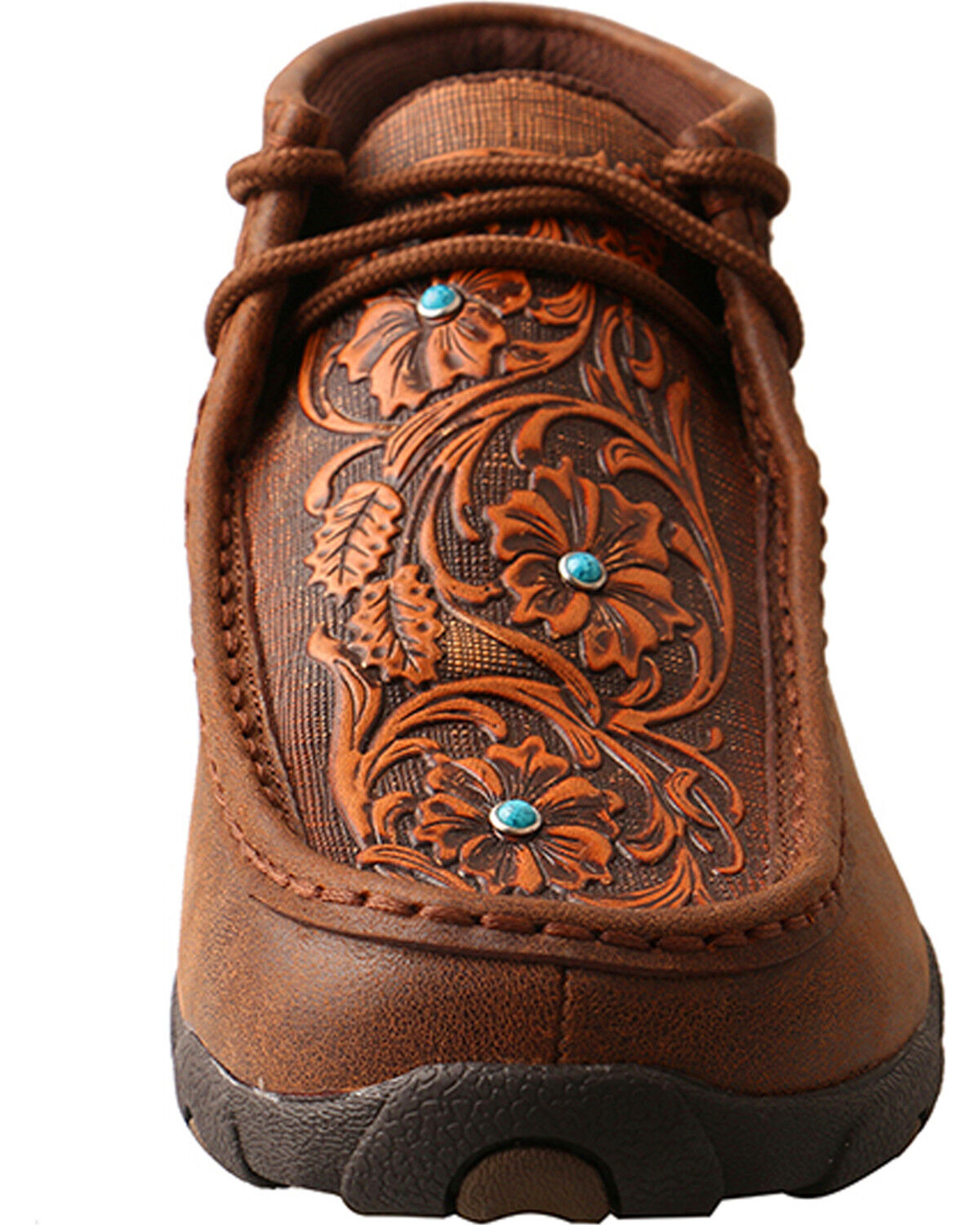 Image #4 - Twisted X Women's Tooled Chukka Driving Mocs, Brown, hi-res