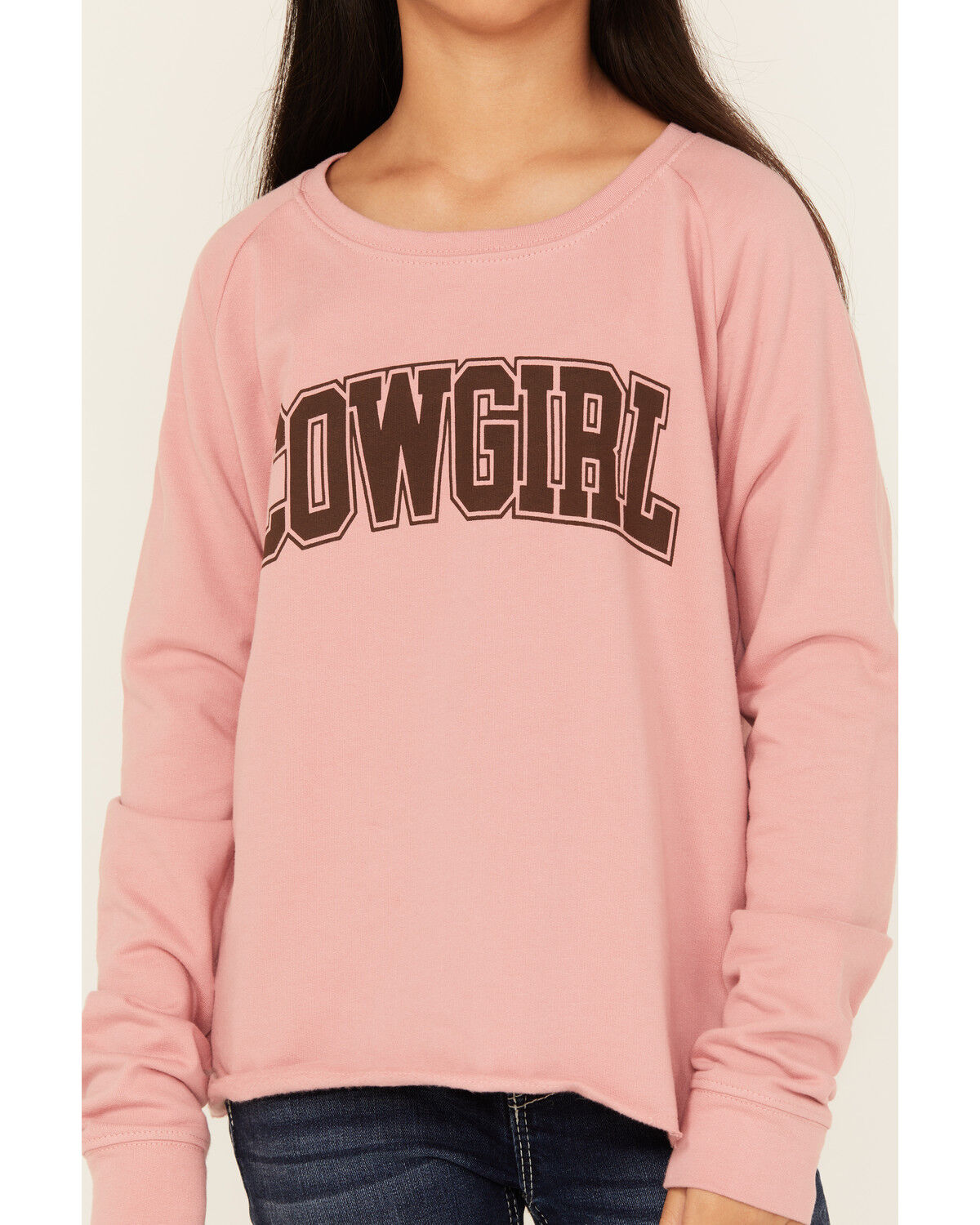 Image #3 - Roper Girls' Cowgirl Graphic Crewneck, Pink, hi-res