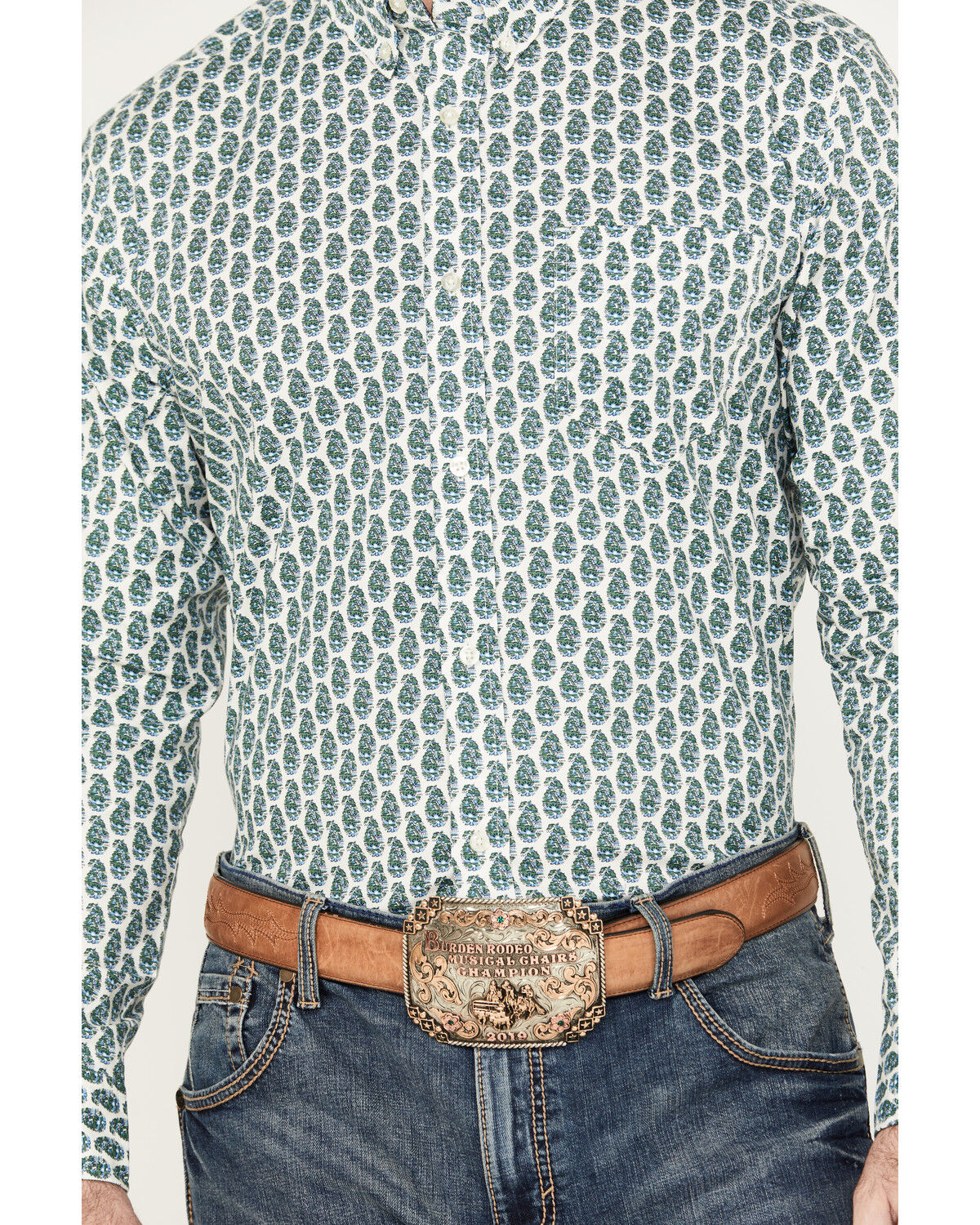 Image #3 - Cody James Men's Punker Paisley Print Long Sleeve Button-Down Western Shirt, Blue, hi-res