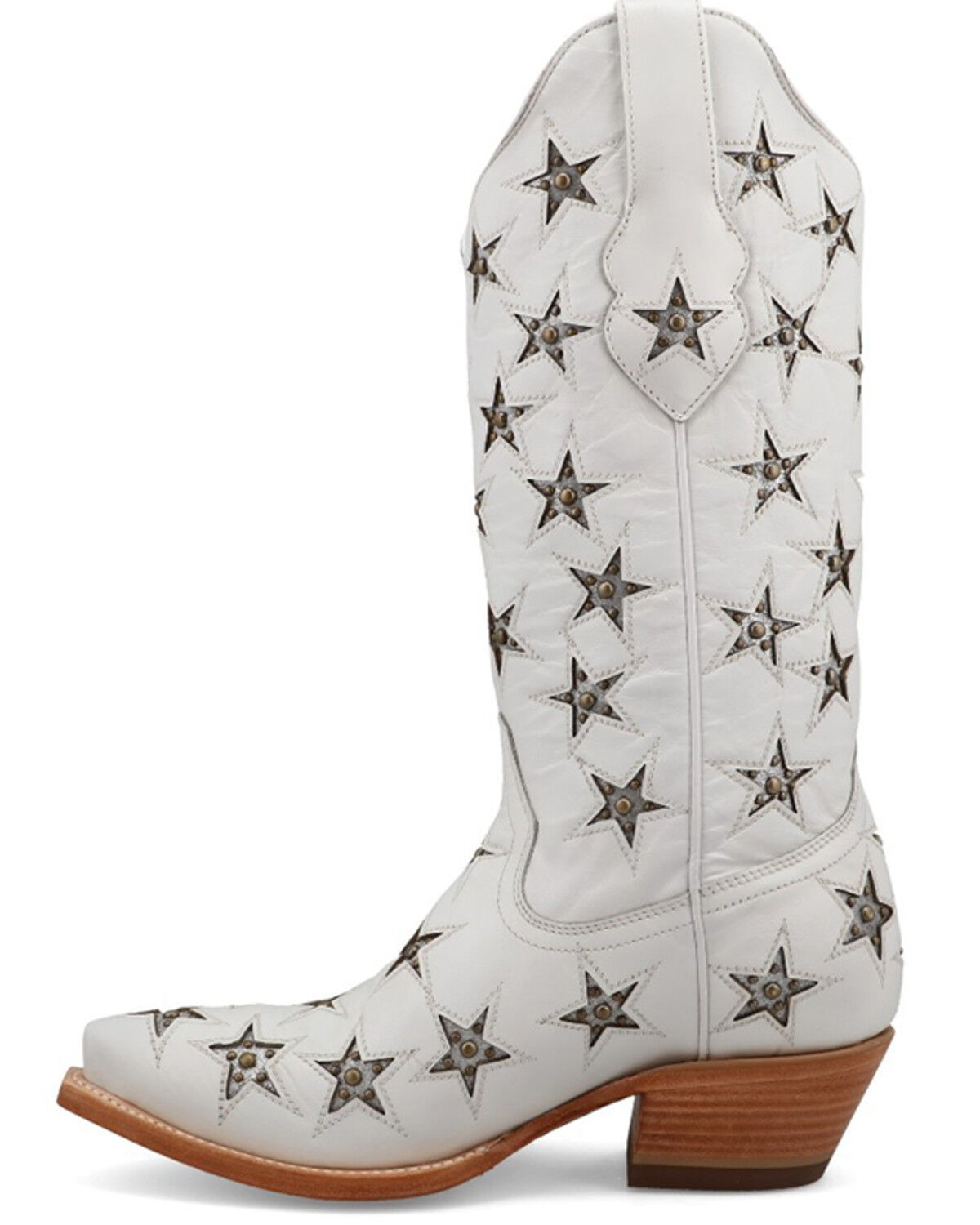 Image #3 - Black Star Women's Marfa Star Inlay Studded Western Boots - Snip Toe, Silver, hi-res
