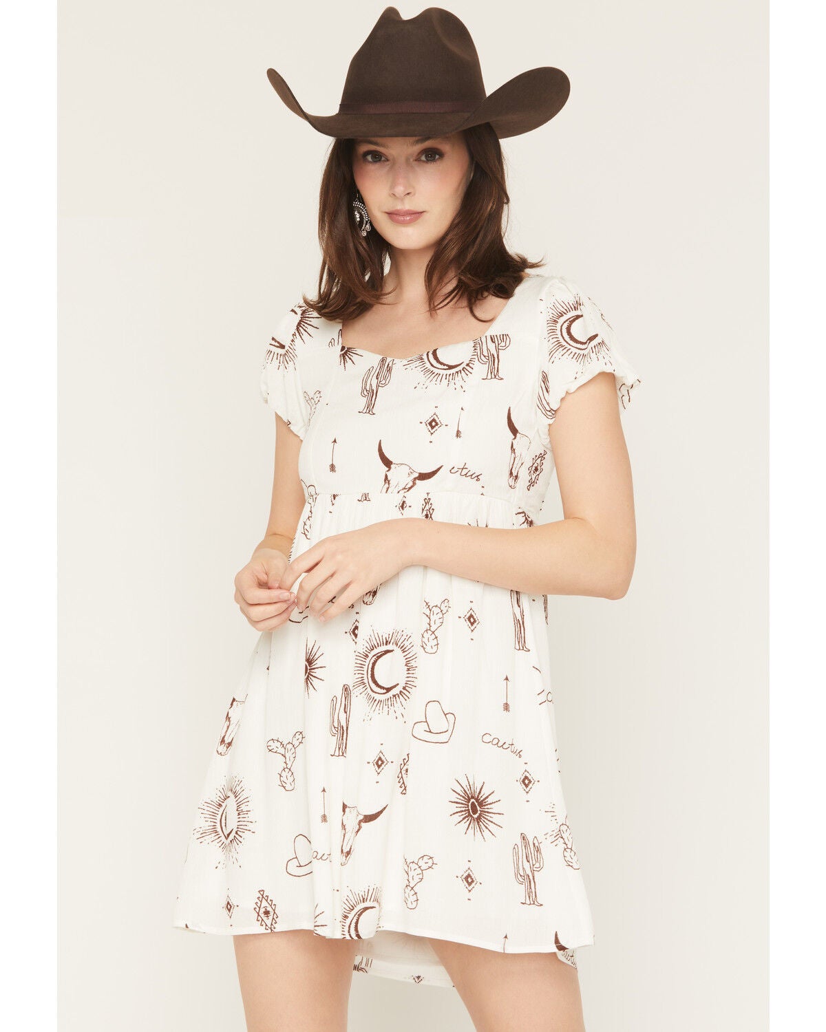 Image #1 - Wild Moss Women's Western Print Mini Dress, Ivory, hi-res