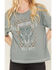 Image #3 - White Crow Women's Wild West Steer Head Skull Short Sleeve Graphic Tee, Teal, hi-res