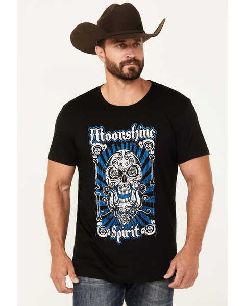 Image #1 - Moonshine Spirit Men's Skull Card Short Sleeve Graphic T-Shirt, Black, hi-res