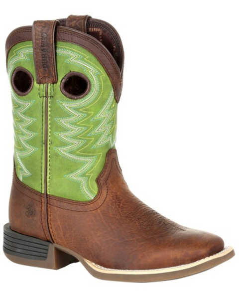 Image #1 - Durango Boys' Lil Rebel Pro Lime Western Boots - Square Toe, Brown, hi-res