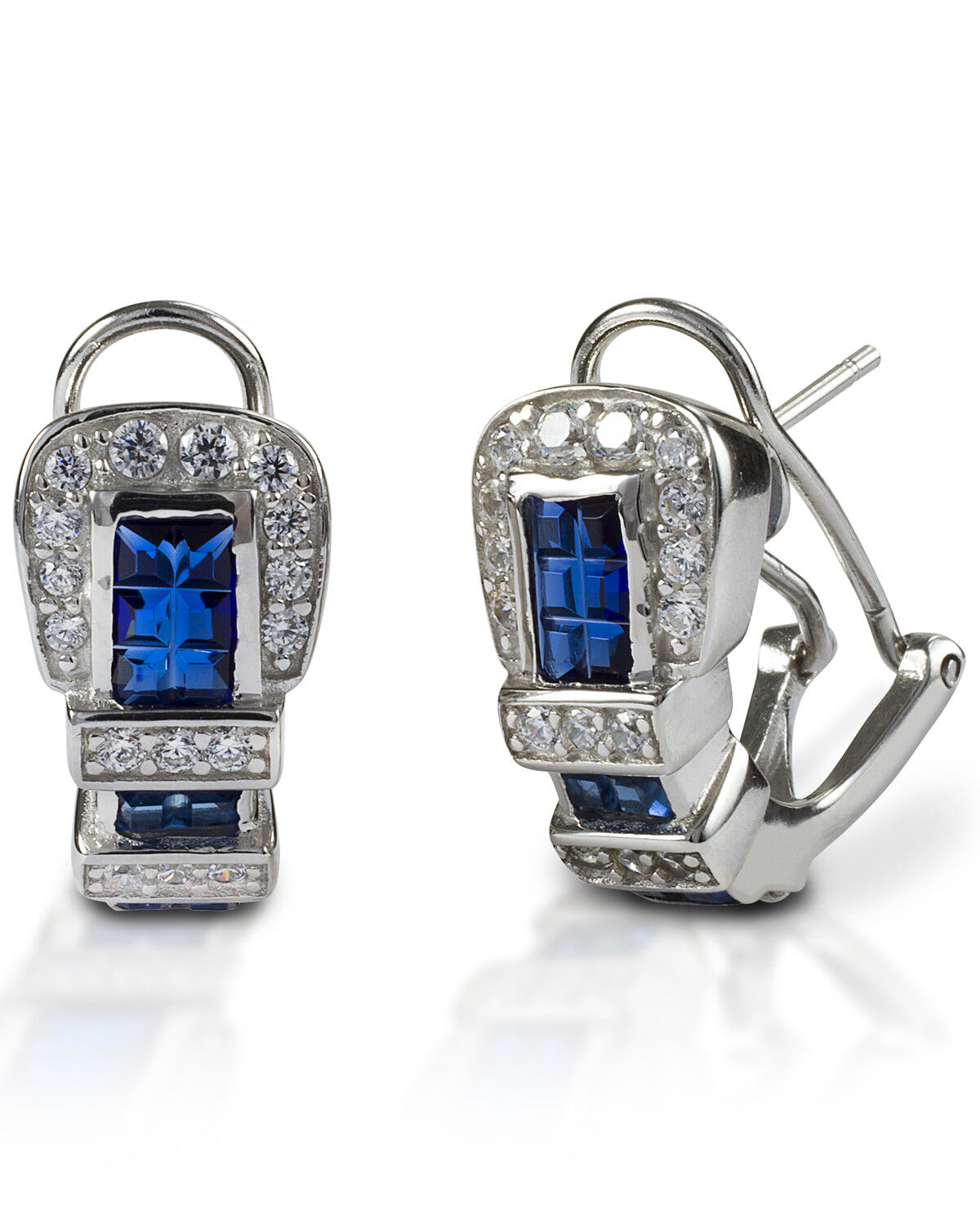 Image #1 - Kelly Herd Women's Blue Ranger Style Buckle Earrings, Silver, hi-res
