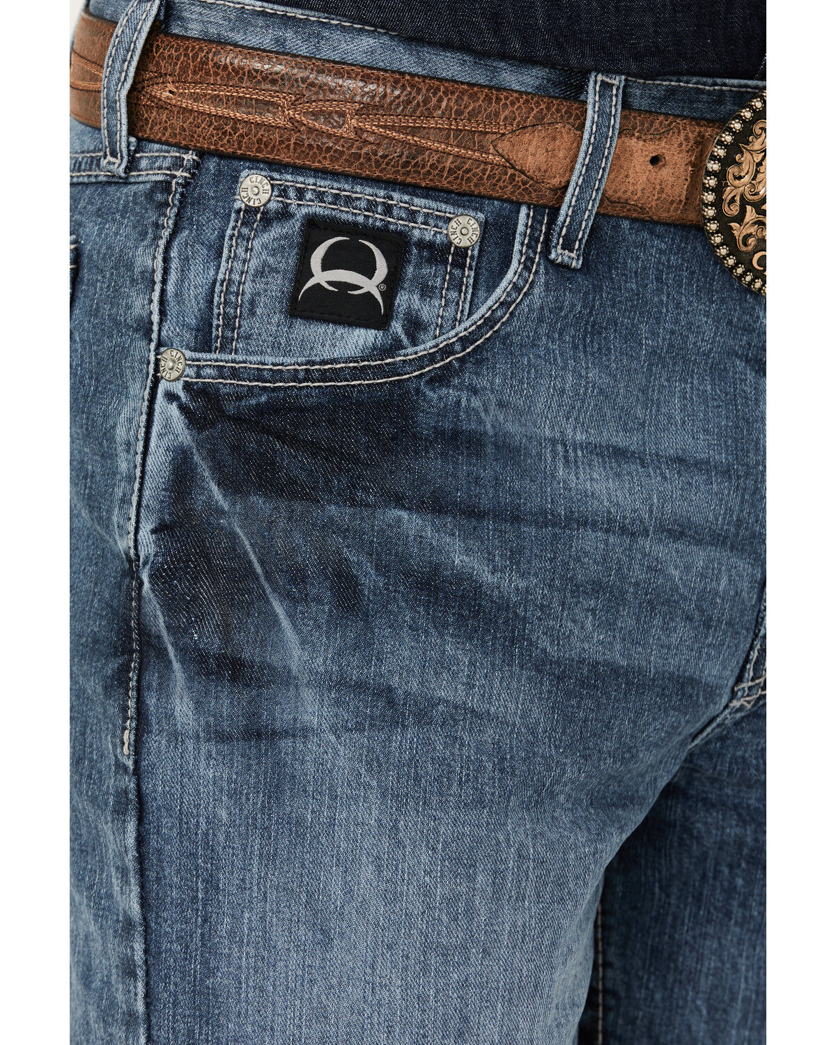 Image #2 - Cinch Men's Black Label 2.0 Medium Wash Loose Fit Tapered Denim Jeans, Indigo, hi-res